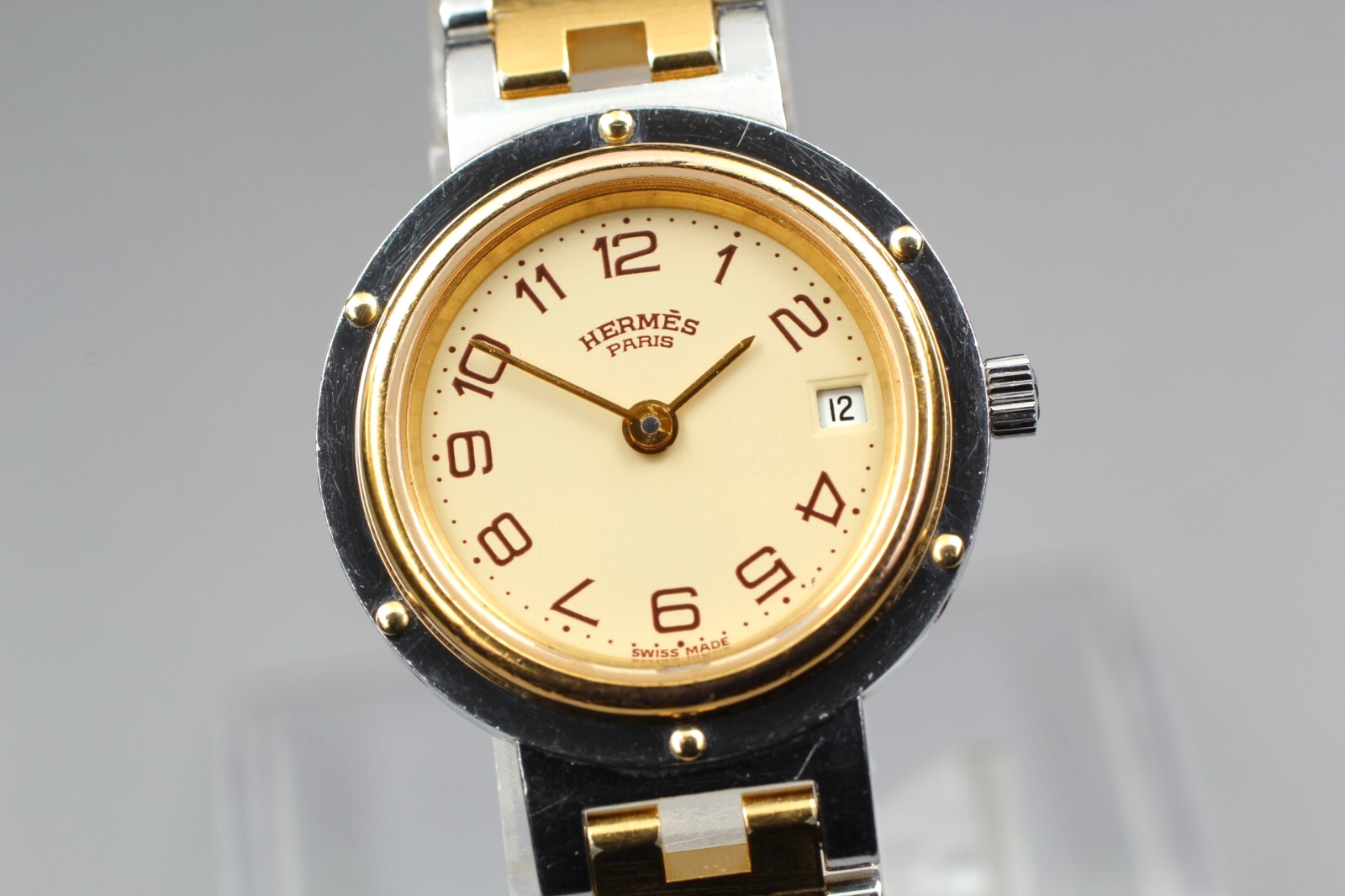 [NEAR MINT] Vintage HERMES Clipper 24mm Swiss made Qz Women’s Watch From JAPAN