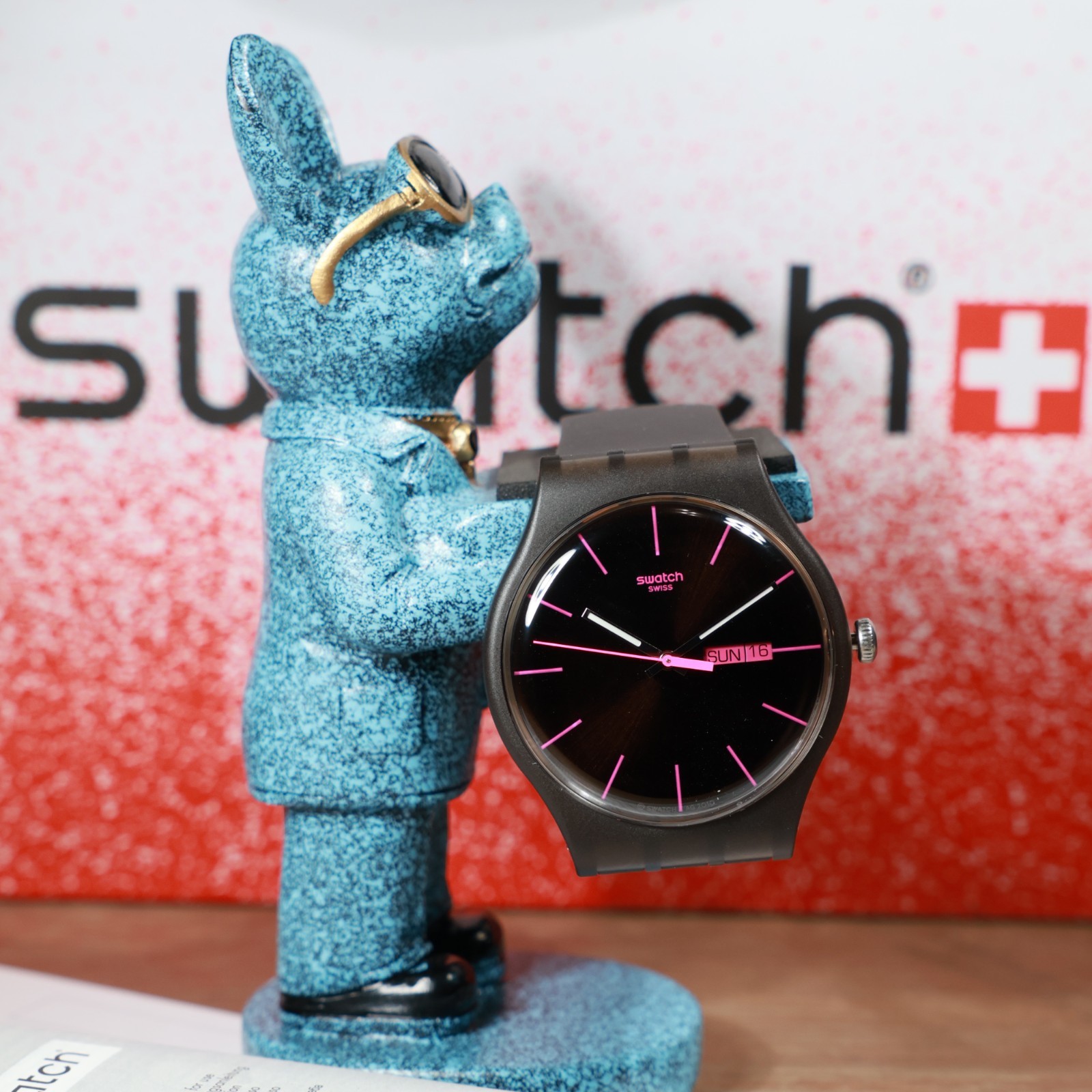 New Gent Swiss Swatch Watch BROWN REBEL SUOC700 Gray Black Pink Day Date 41MM