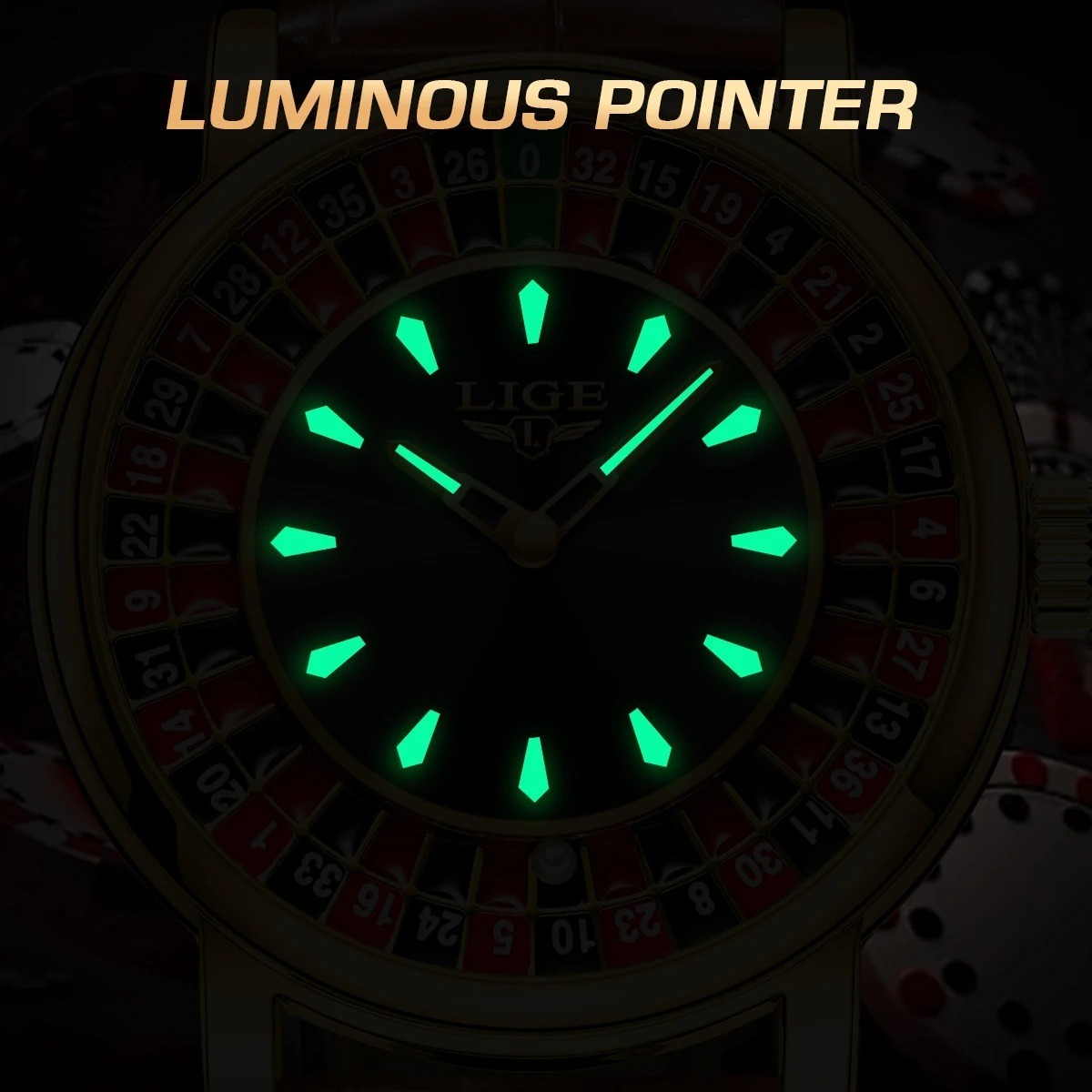 LIGE Fashion Men Watch Rotating Dial Las Vegas Roulette Desktop Theme Watch Men