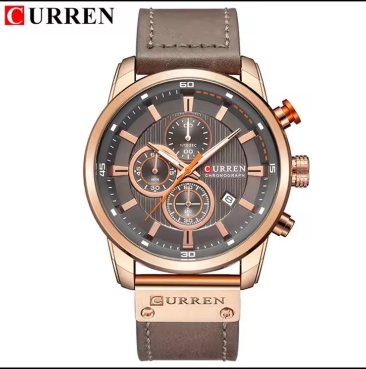 Curren Army Mens Leather Military Chronograph Date Quartz Waterproof Wrist Watch