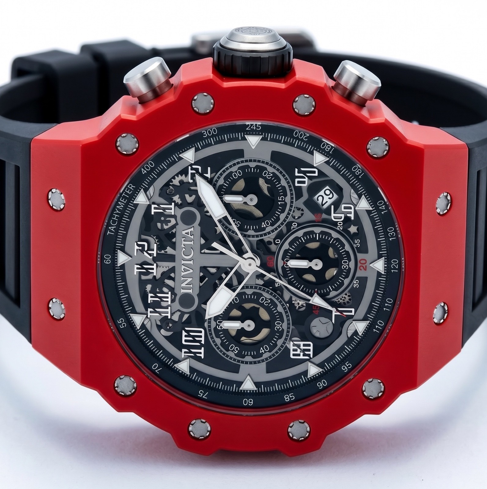 Invicta Racing Vaulthan 69648 Men’s 44mm Red Black Skeleton Dial Watch New