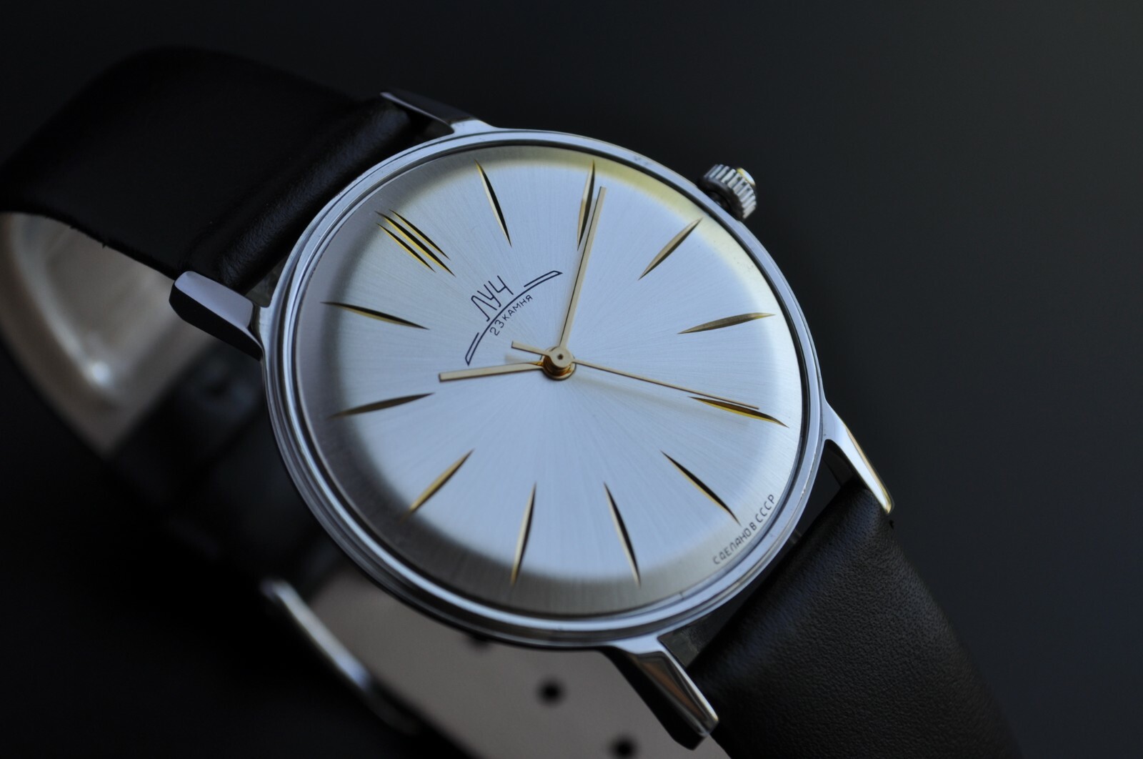 NOS Poljot De LUXE LUCH Extra SLIM Watch Men’s Vintage 1970 Case St.Steel R.