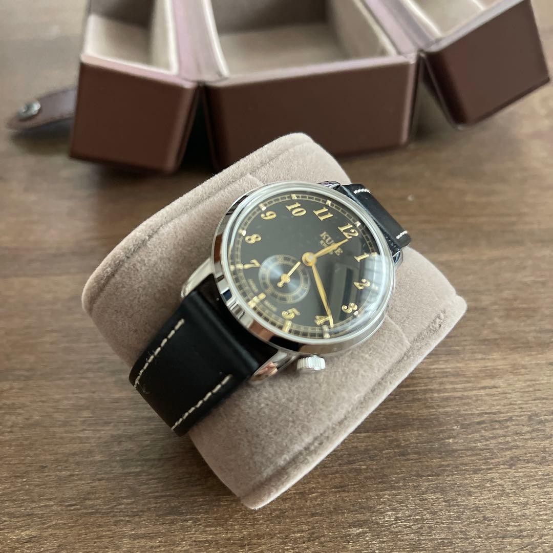 KUOE Kyoto Old Smith 90-007 Automatic Watch Black Dial Cordovan Leather Box