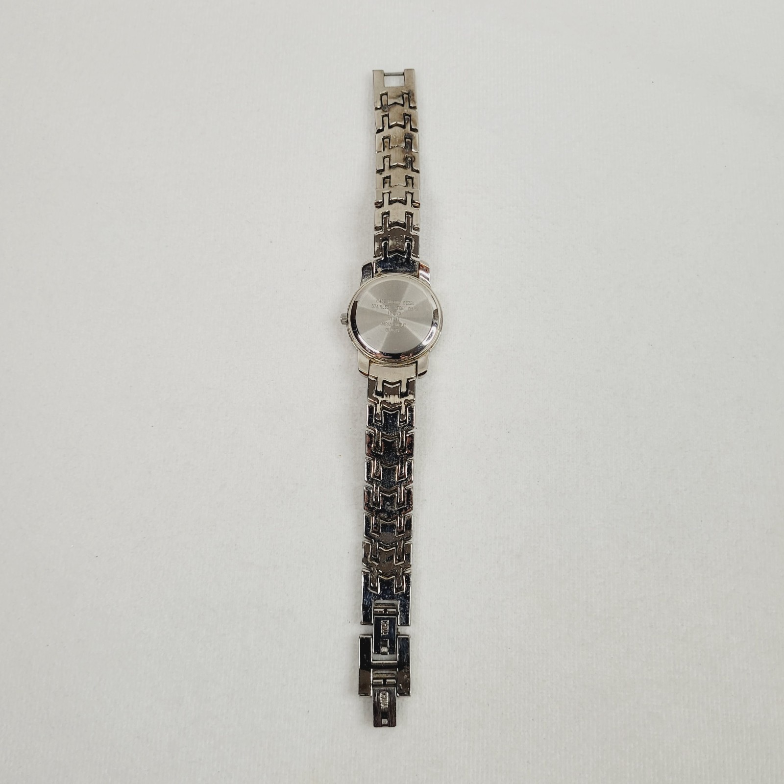 Anne Klein Bracelet Watch Silver Tone White Face Quartz Working Folding Clasp 7″