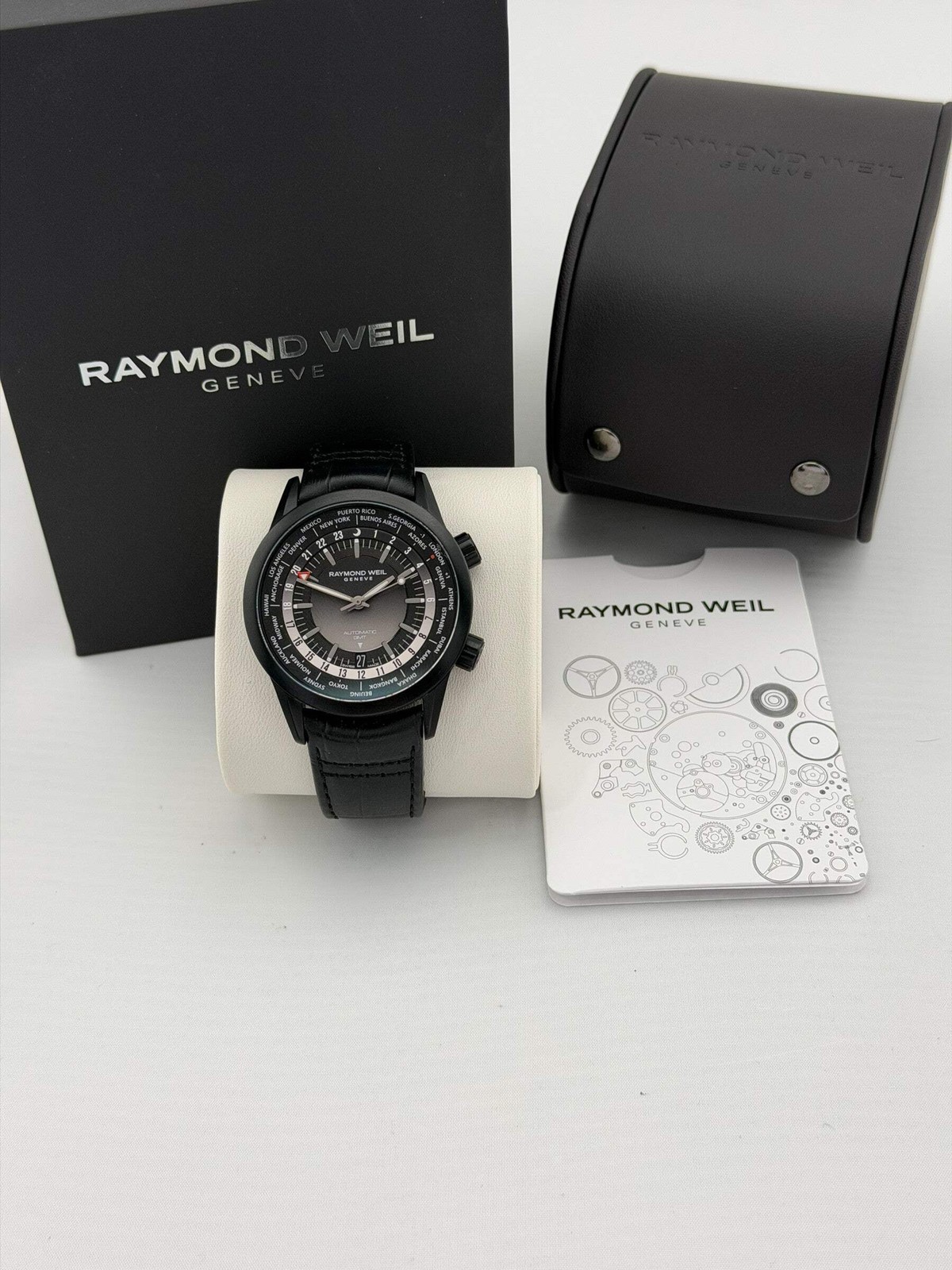 Raymond Weil Freelancer GMT, Black DLC Coated, 41mm, 2765-BKC-20001, Box and Boo