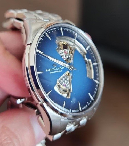 Hamilton Jazzmaster Open Heart Automatic Blue Men’s Watch SS Bracelet & Leather