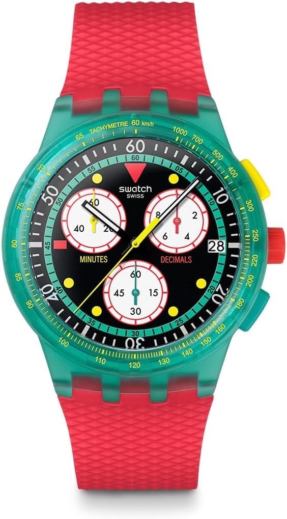 SWATCH NEON EMERALD CHRONO Swatch Neon Emerald Chrono SUSG409 Unisex Adult Red
