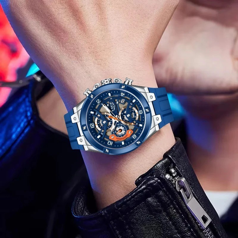 43MM LIGE Military Quartz Diver Watch Men Silicone 30M Waterproof Luminous NEW