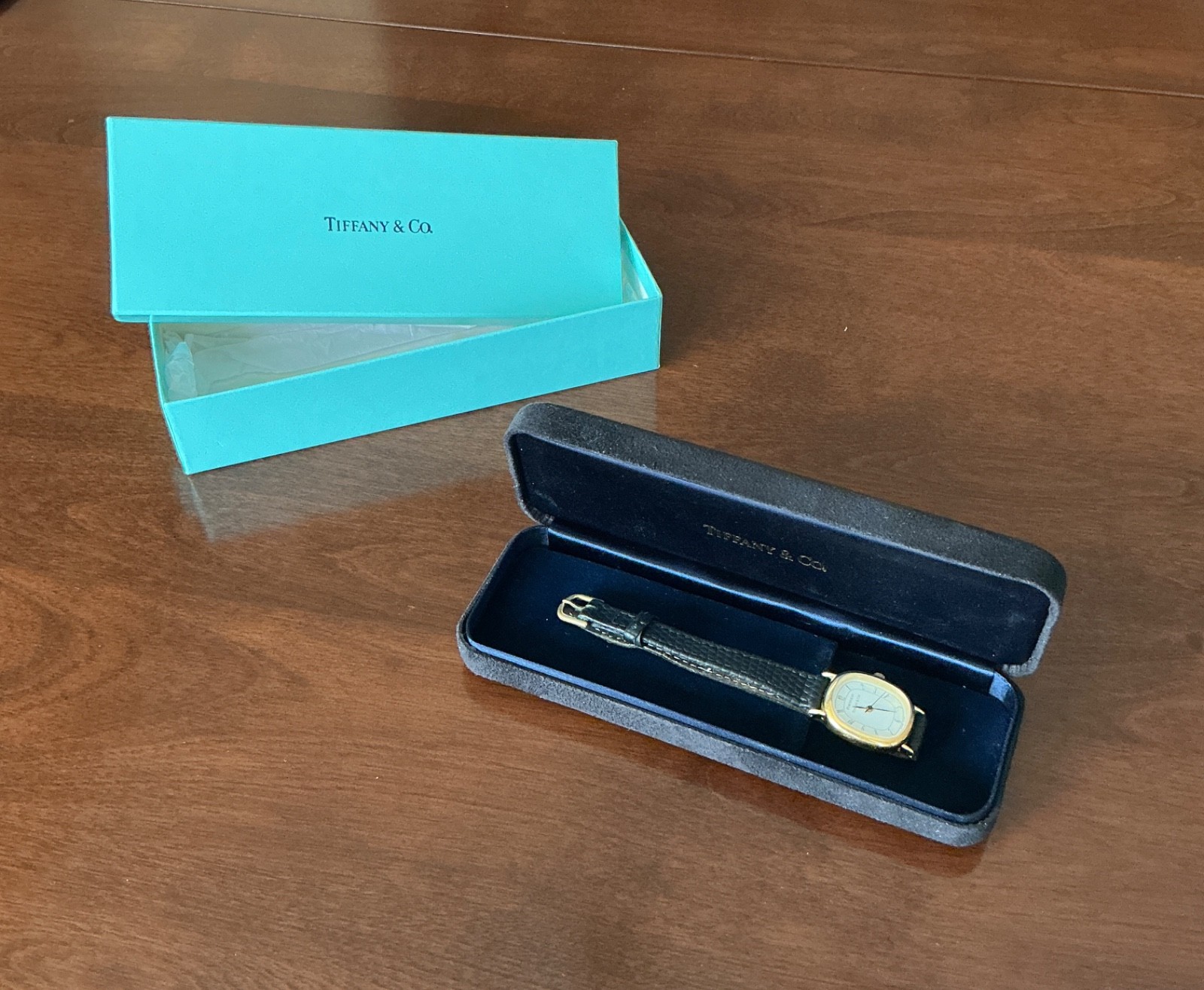 Tiffany & Co Swiss Made Portfolio Womens Watch with Bechtel Logo on back