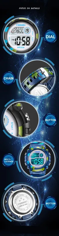 Kids Digital Sport Watch LED Waterproof Luminous Multifunction Wristwatch