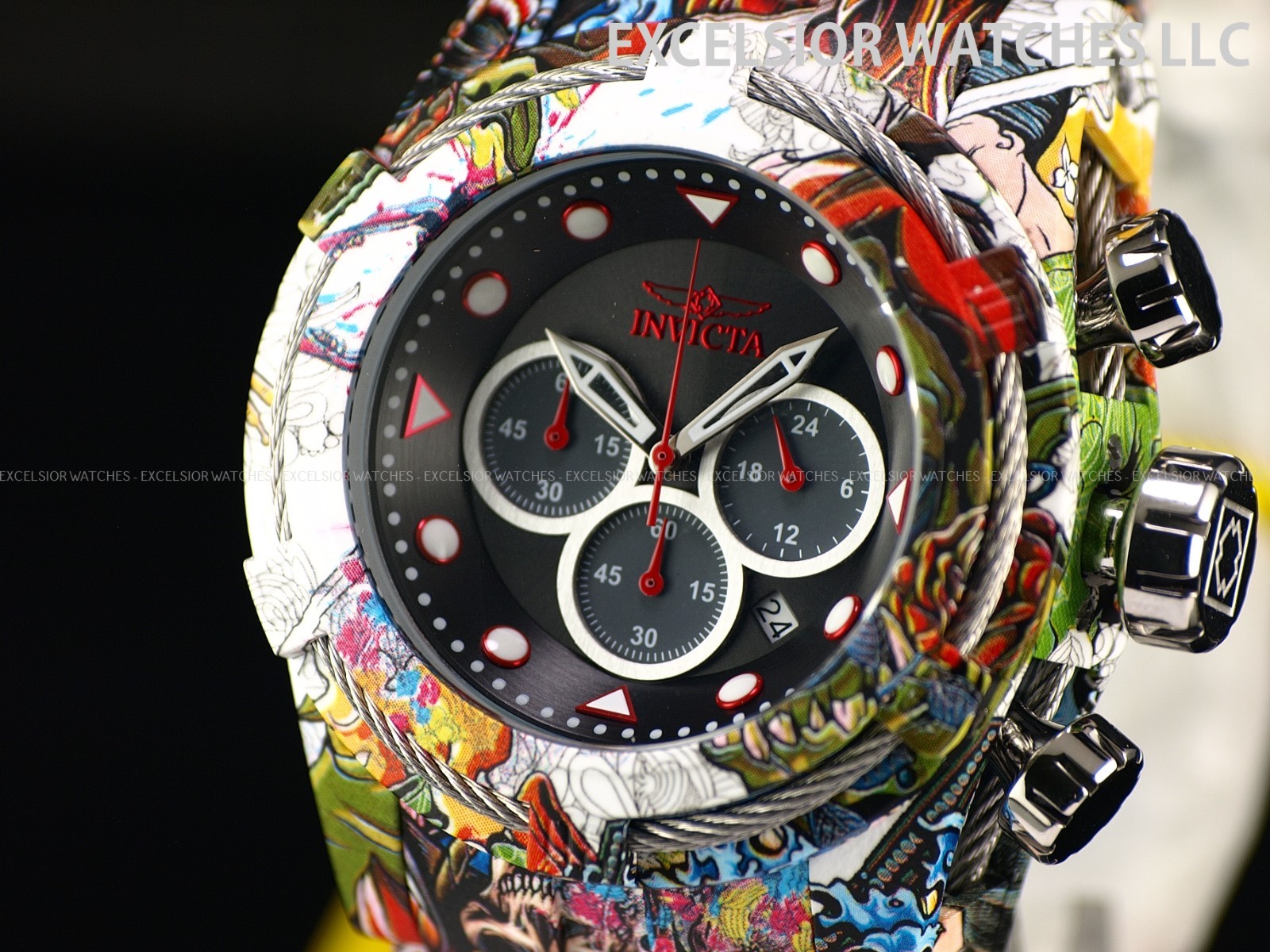 New Invicta 53mm BOLT ZEUS Chronograph Hydroplated Steel Black Dial SS Watch