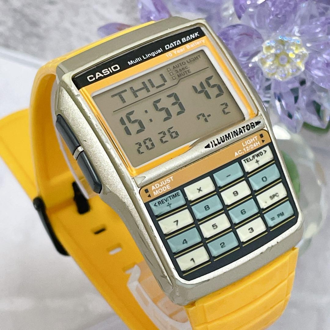 Casio DATABANK DBC-32 Digital Watch Yellow Vintage Japan 071405