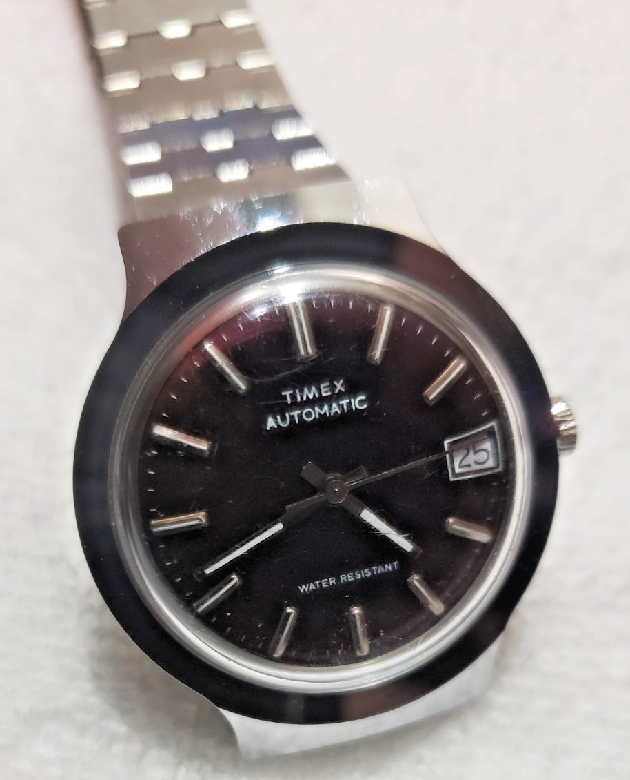 Timex Automatic 44550 series prod. 10/78 burgundy face new S/S band