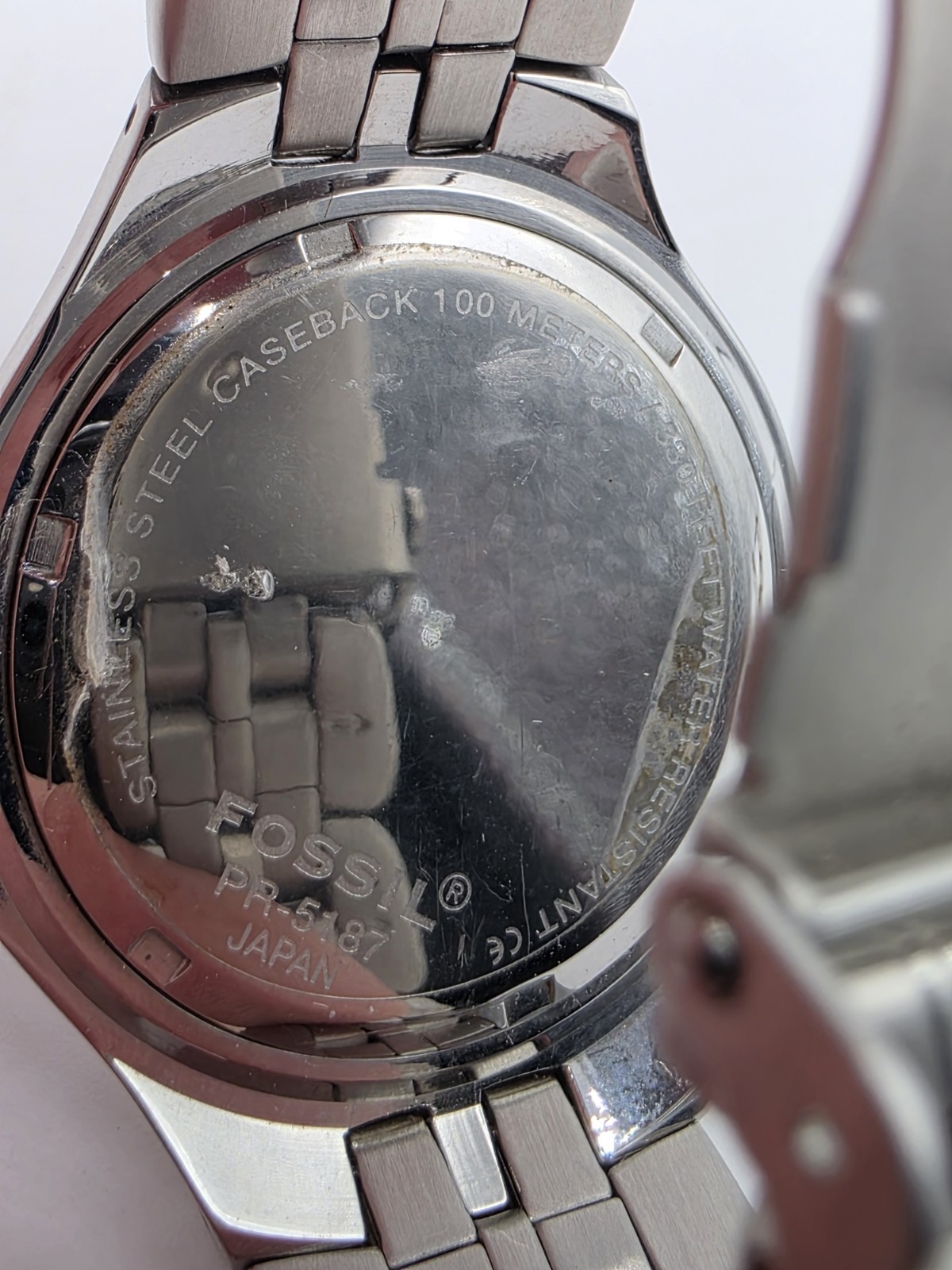 Fossil Snap-on Watch 41mm Stainless Steel Date Glow In Dark New Battery 7″