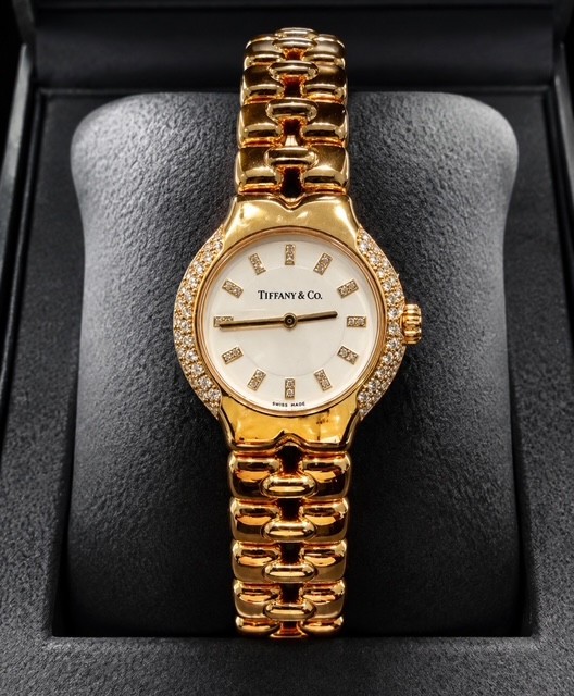 Tiffany & Co. Tesoro 18K Gold Diamond Bezel Ladies Watch