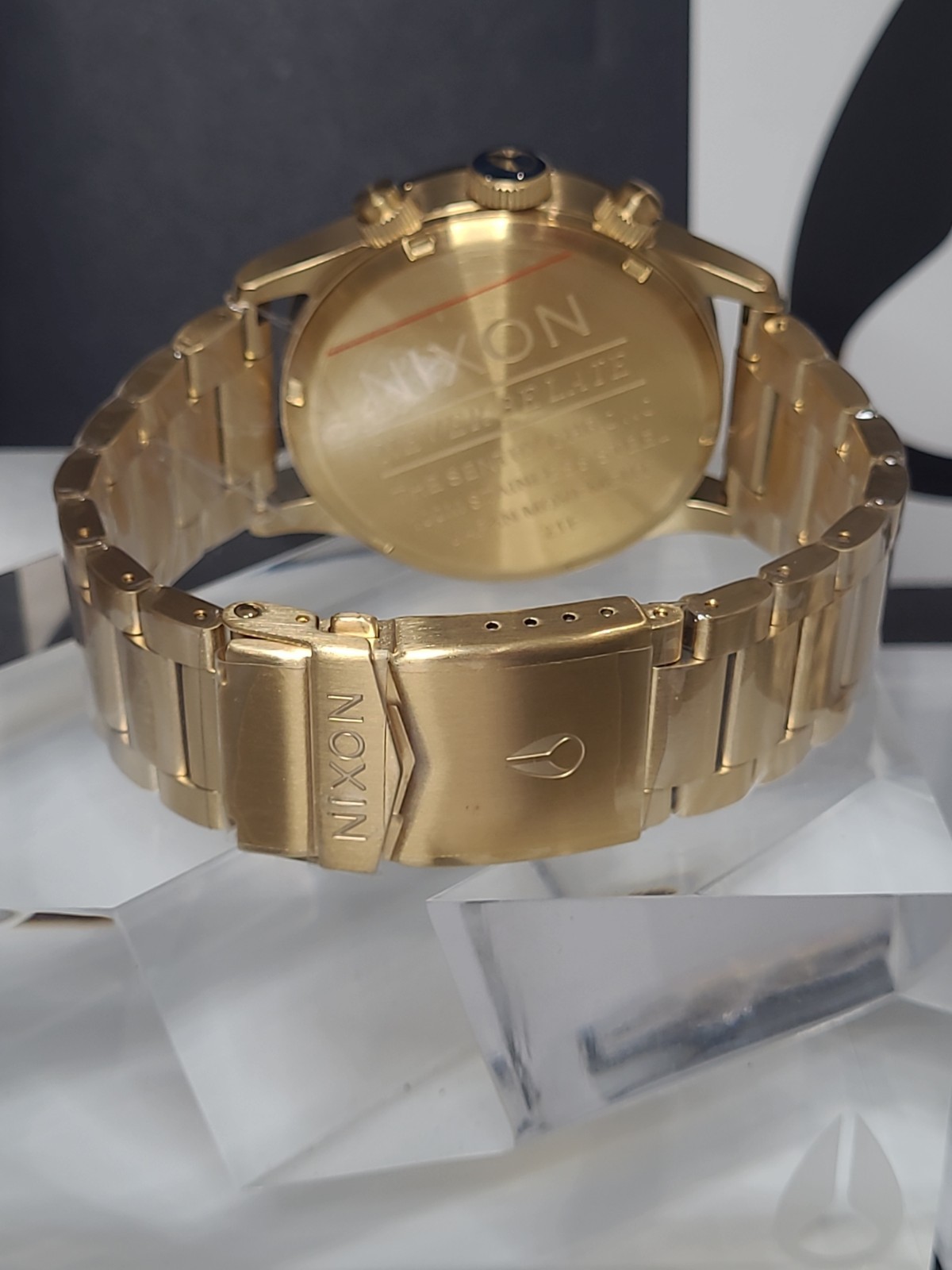 Nixon Sentry Chrono Gold/ Blue Sunray Watch A386-1922 Stainless Steel 42mm Dial