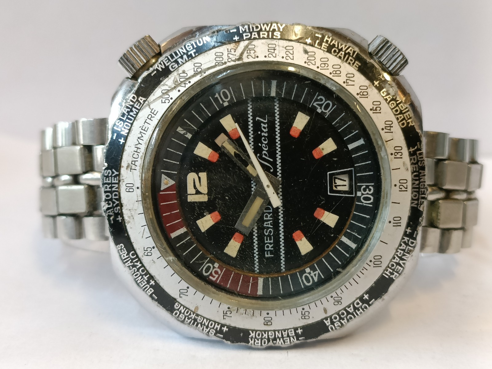 FRESARD SPECIAL 17J WINDING PATINA BLACK DIAL MEN’S WORKING CONDITION