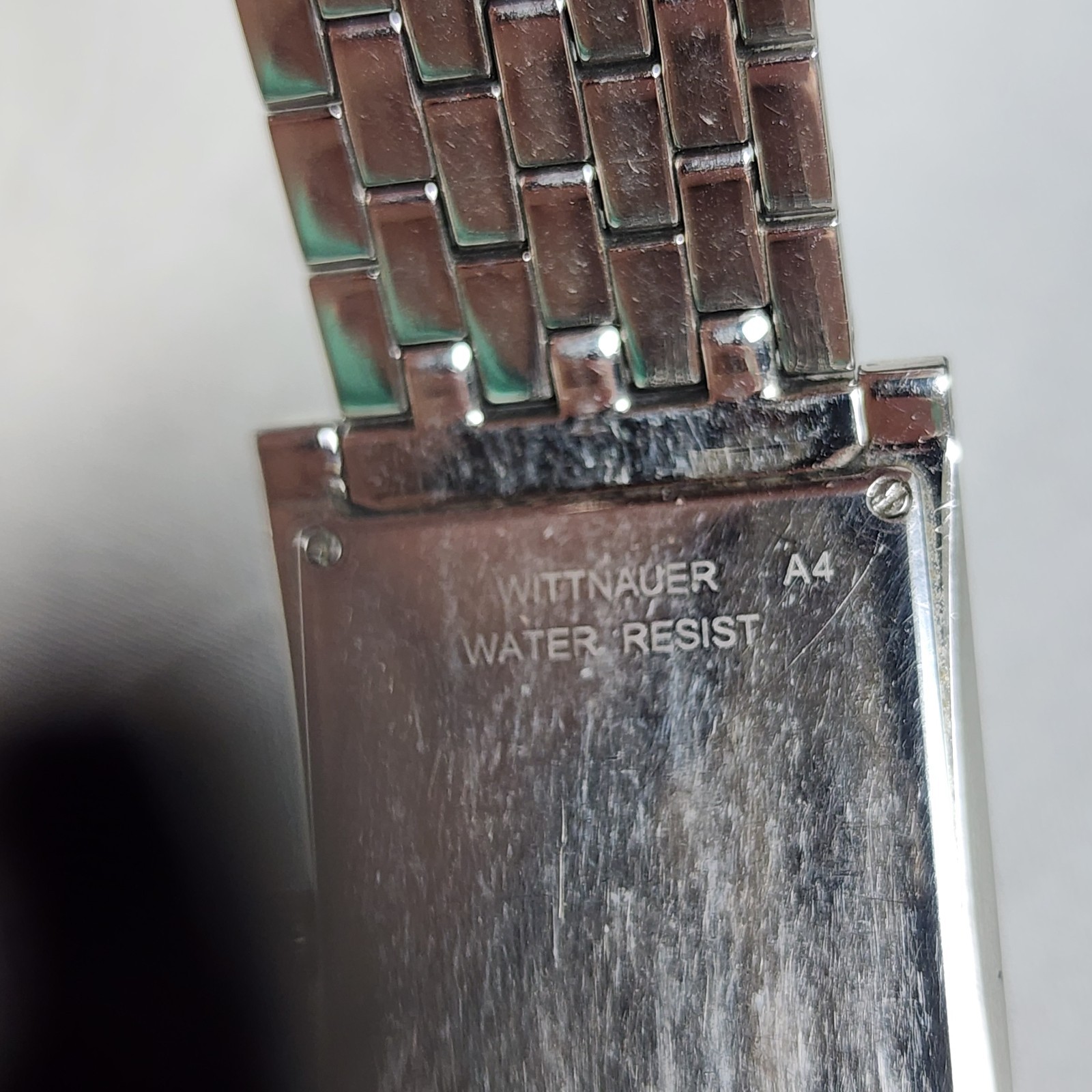Wittnauer Swiss Rectangle Silver Wristwatch Sapphire Crystal Estate Sale Working