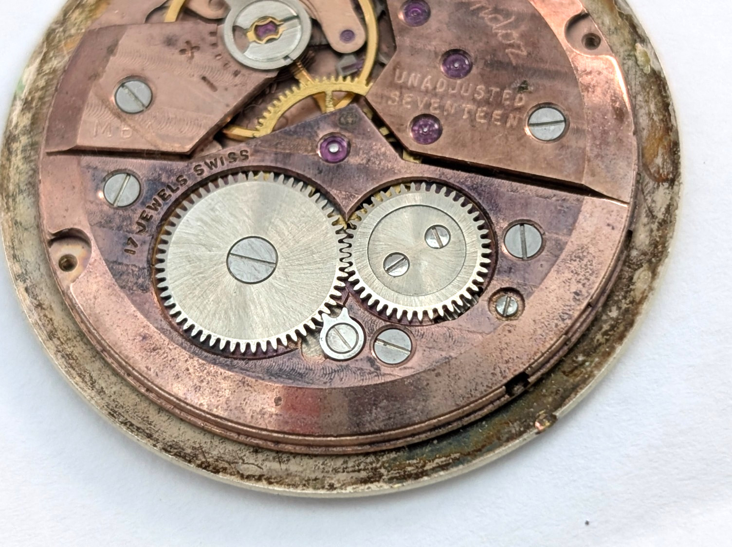 Vintage GERMINAL VOLTAIRE 17 Jewels Men’s 30mm Swiss Watch Movement PARTS REPAIR