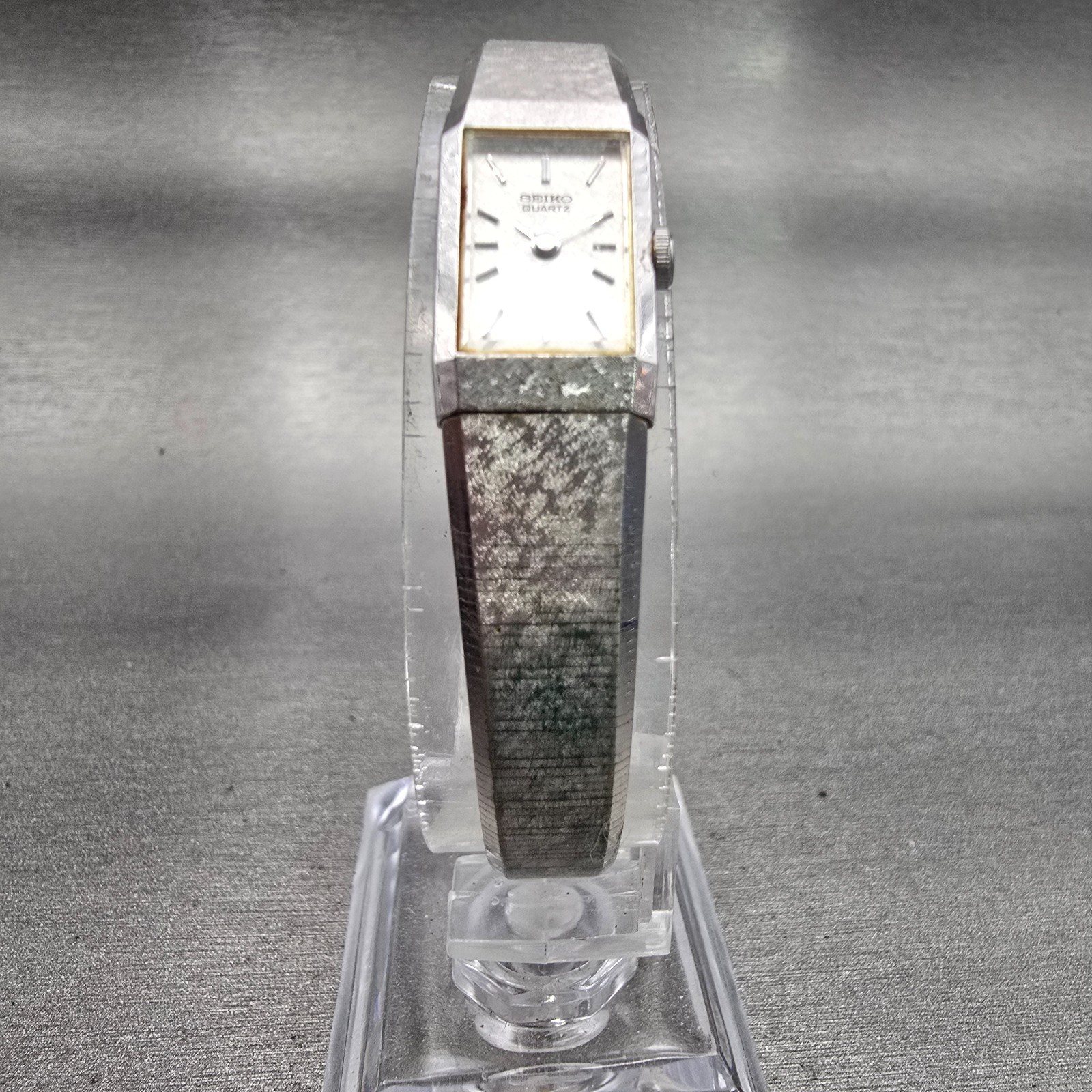 Seiko Watch Women 12mm Silver Dial Silver Tone Rectangle 2E20-5029 New Battery