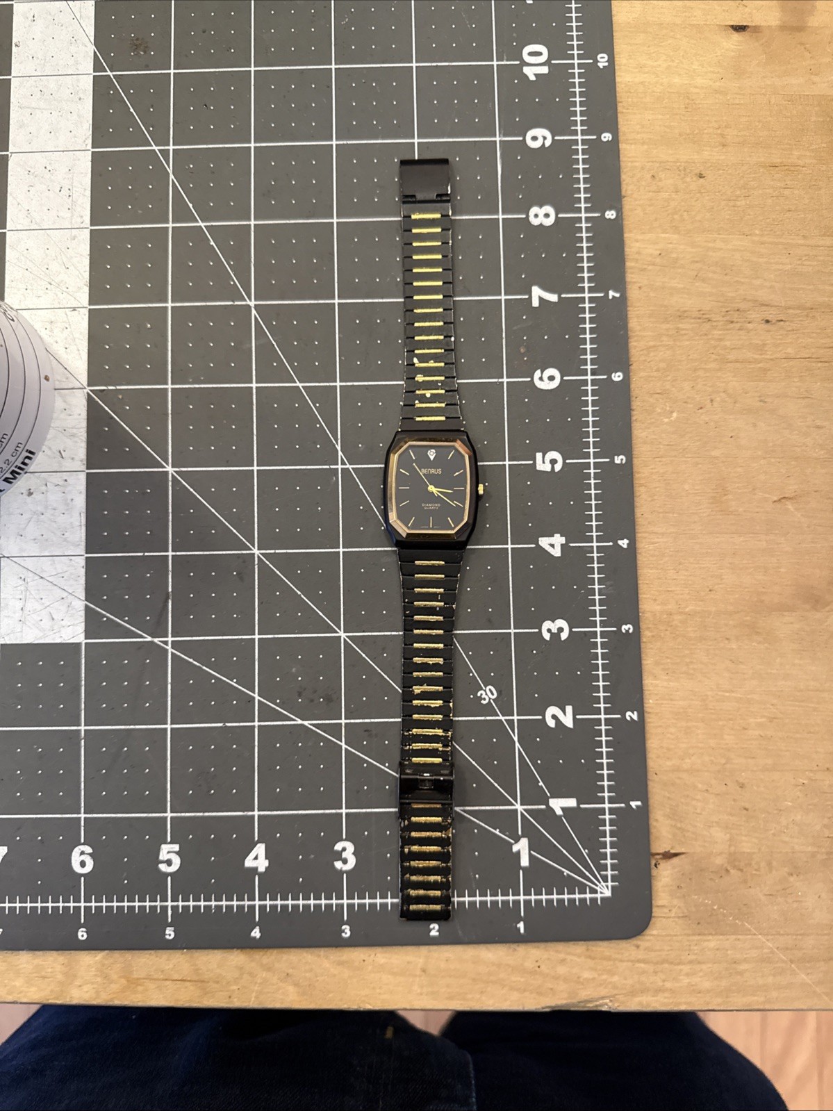 Benrus two tone Diamond octagon tank men’s watch black and gold retro new bat