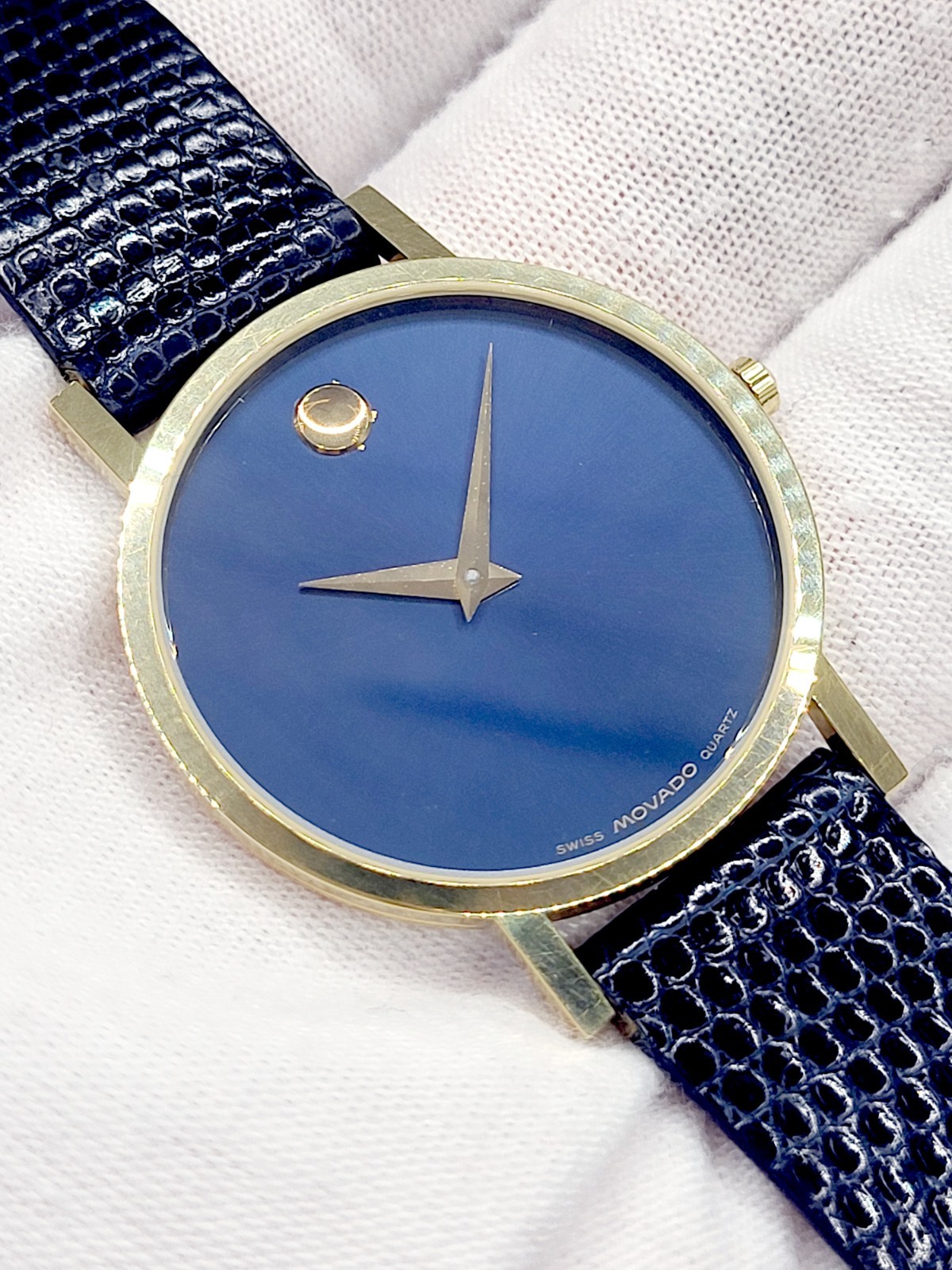 [MINT] 1994 MOVADO 31mm Museum Collection Blue Dial & Band Unisex Swiss Watch