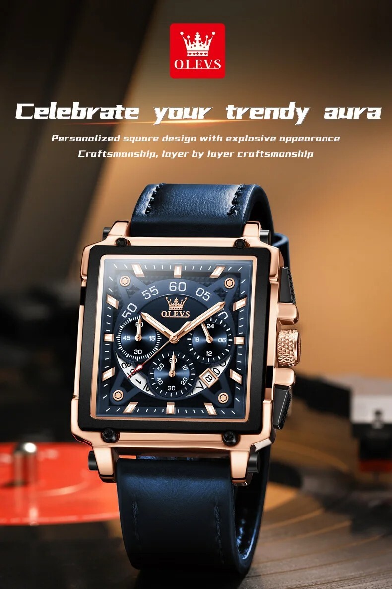Waterproof Quartz Luminous Business Luxury OLEVS Men’s Men Watch Date Strap