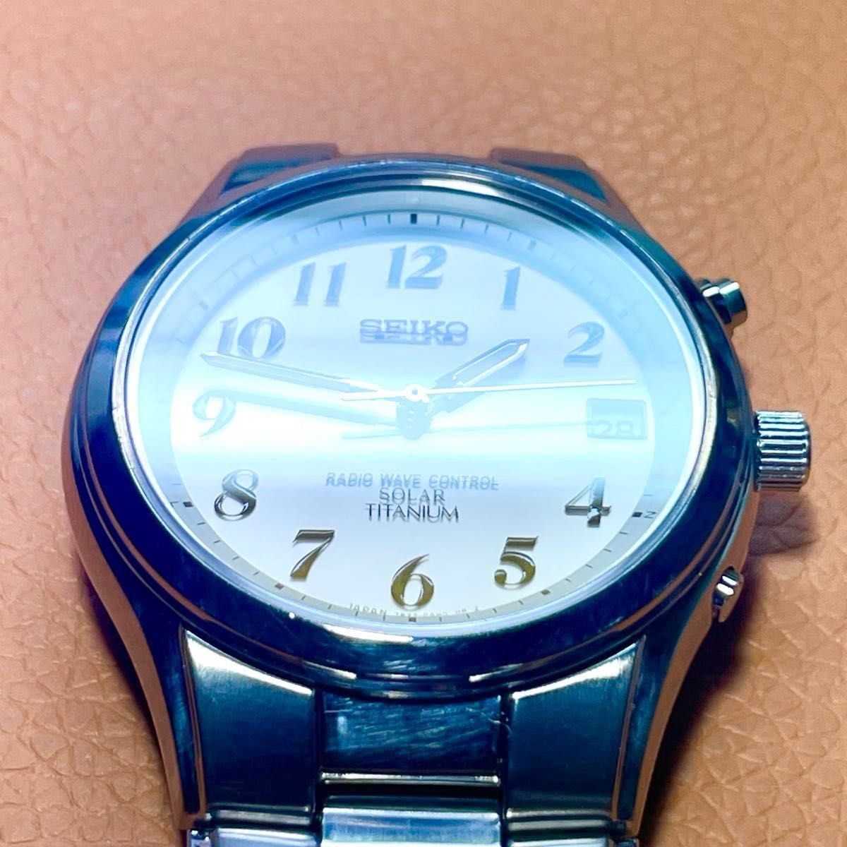 SEIKO SPIRIT 7B22 0AD0 Radio Solar Titanium Specification Silver Dial Excellent