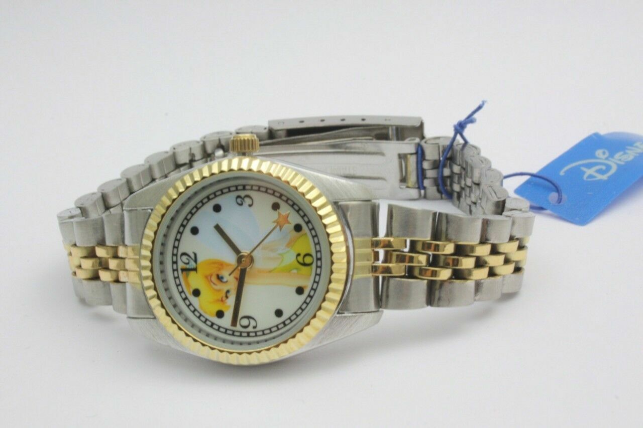 New In Box Disney Tinker Bell Two Tone Bracelet Collectible Watch TNK451