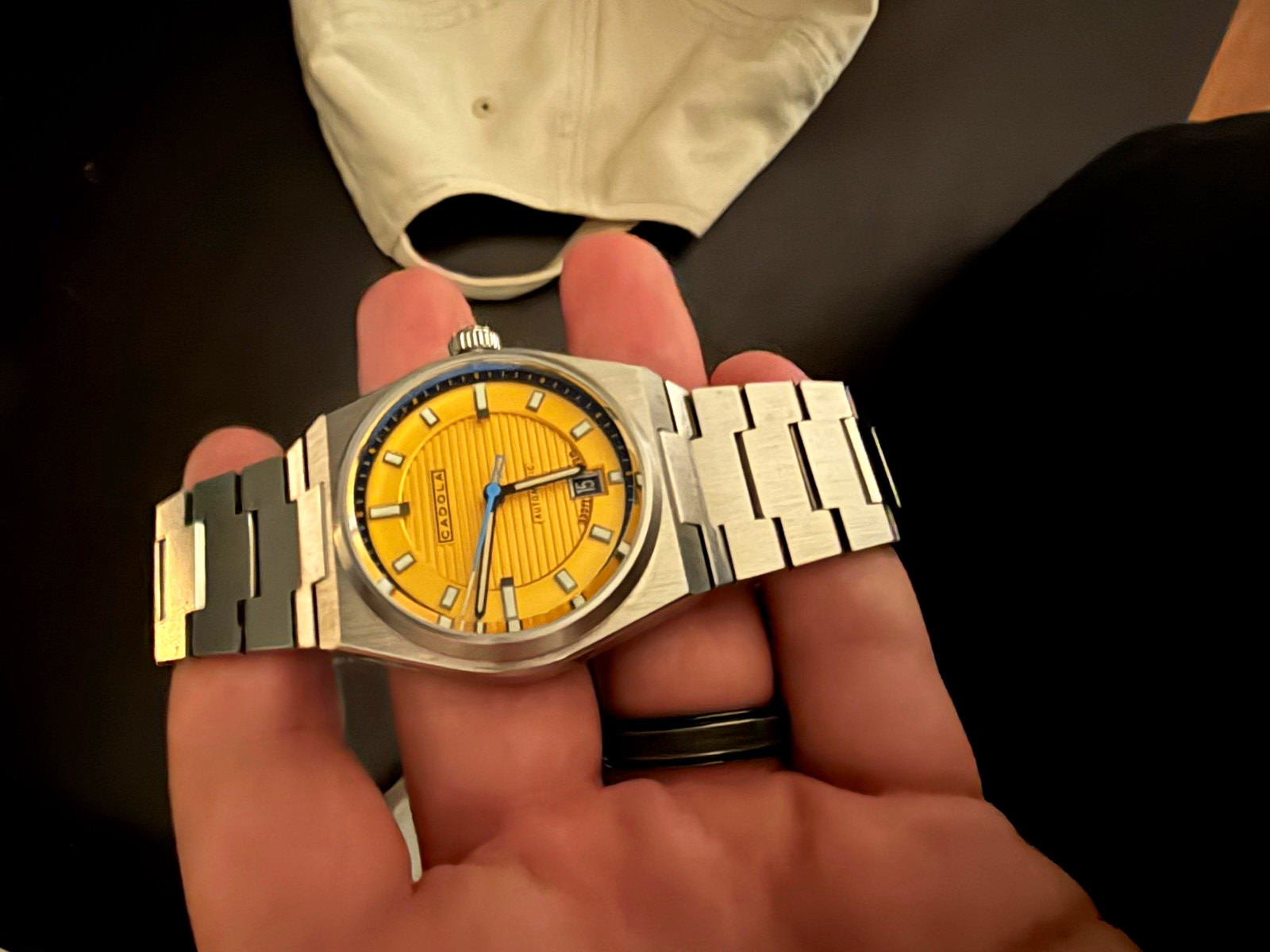 Cadola Men’s Automatic Watch. Yellow Dial 41mm Stainless Steel Bracelet