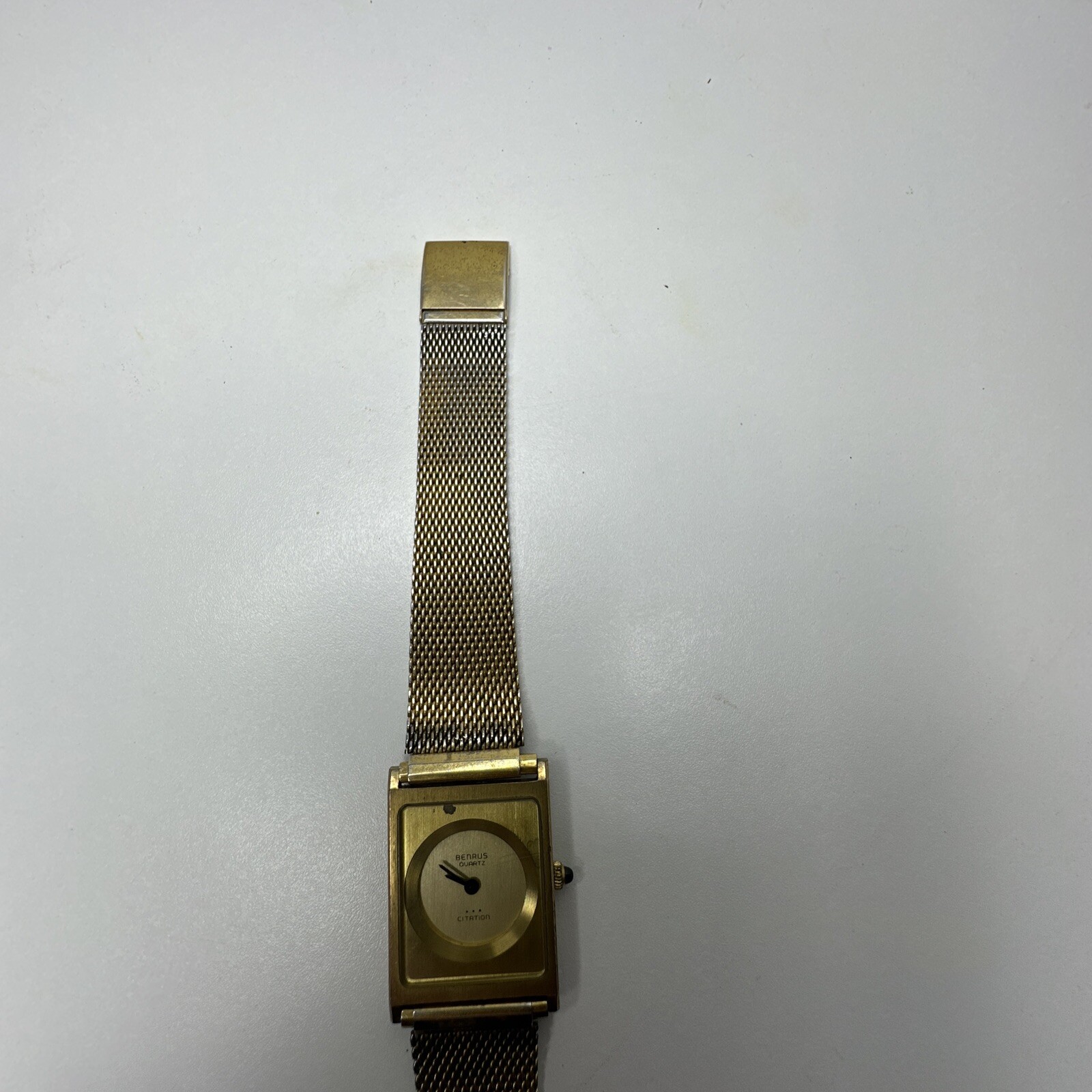 Vintage Benrus UNTESTED Quartz Citation Tank Watch Rectangle Speidel Band