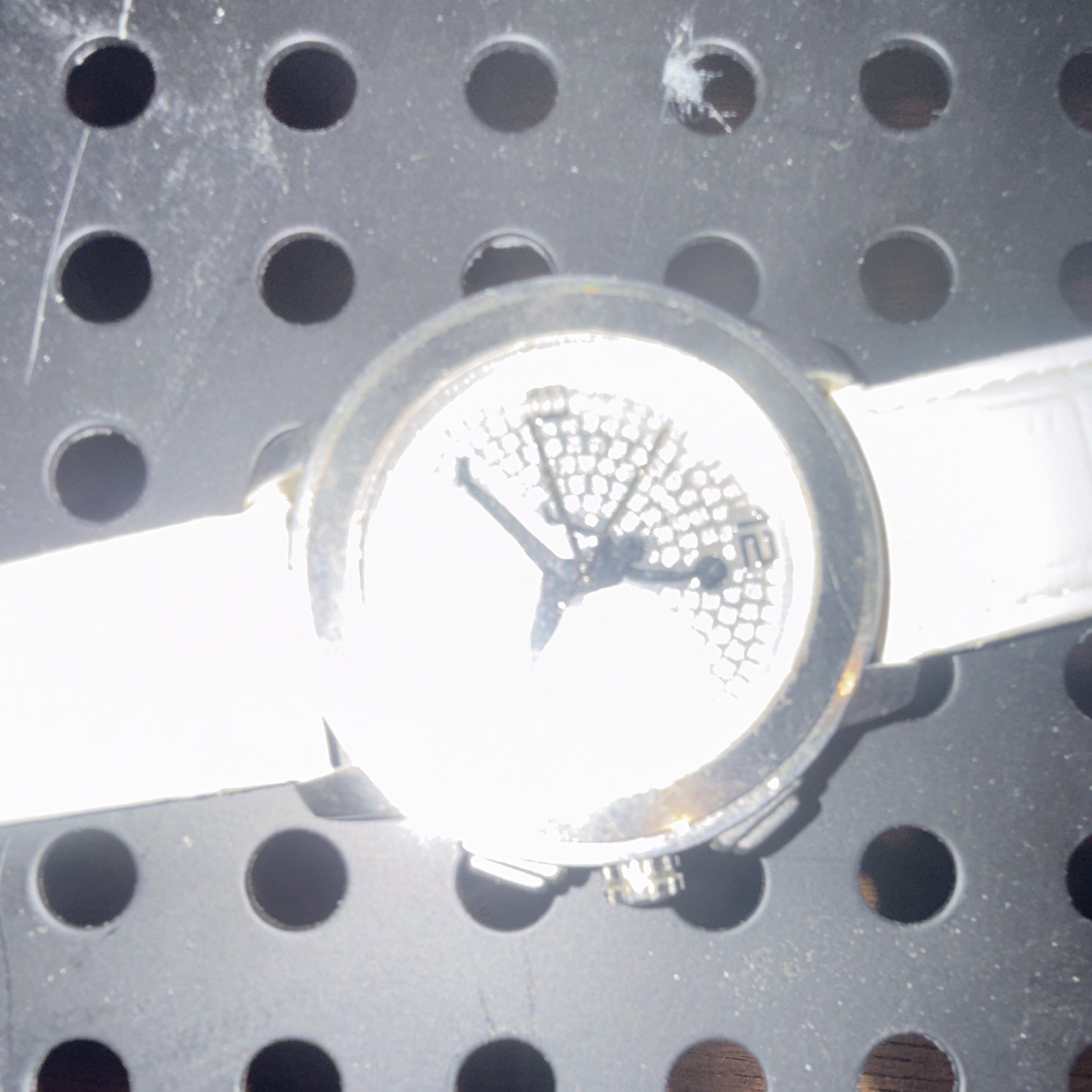 Men’s Michael Jordan Analog Wristwatch White Faux Leather Strap Silver