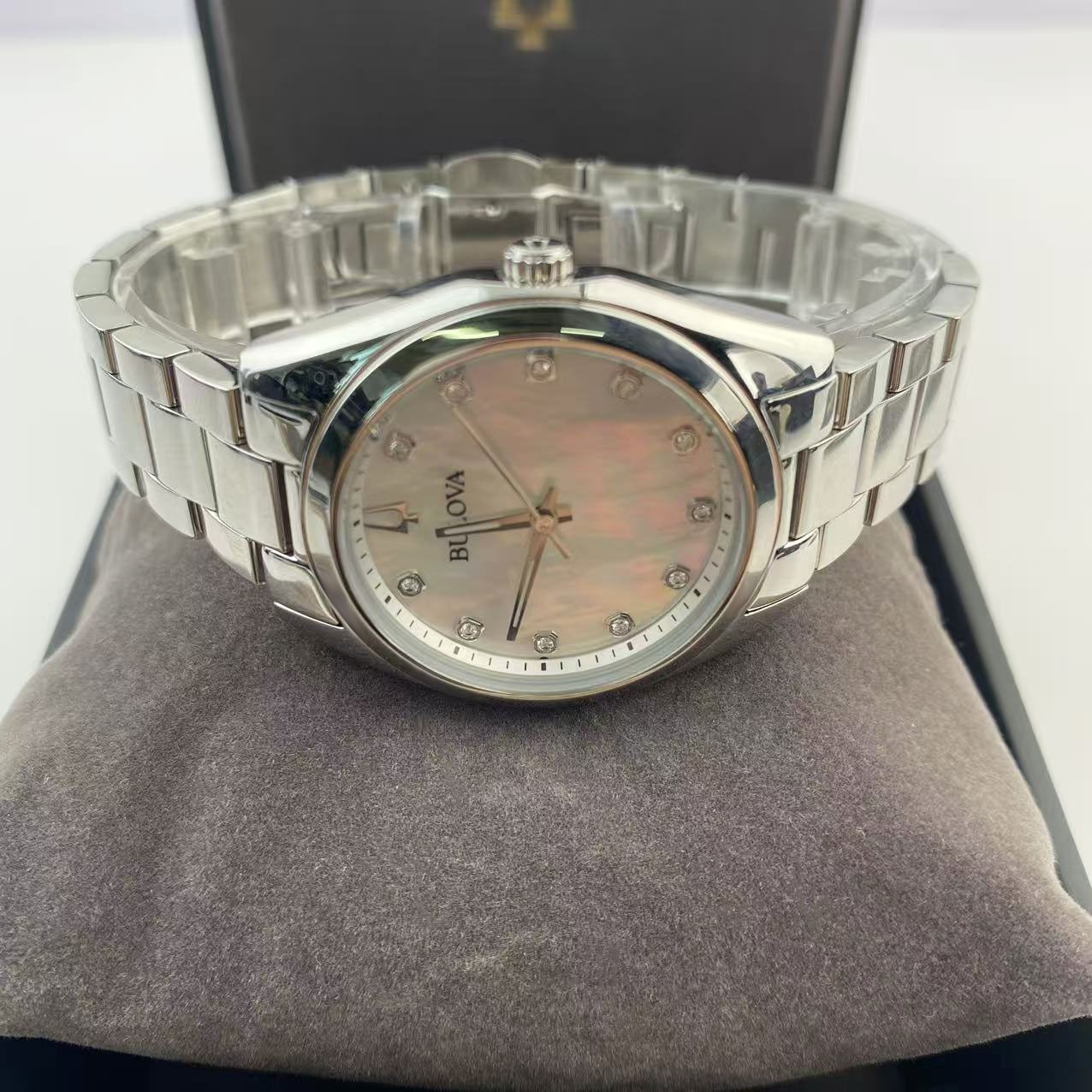 Bulova Surveyor Women’s Quartz Watch Mother of Pearl Dial Stainless Steel 96P228