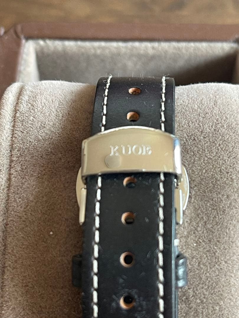 KUOE Kyoto Old Smith 90-007 Automatic Watch Black Dial Cordovan Leather Box