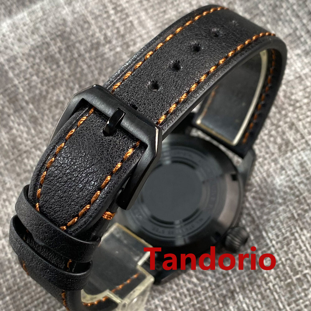 Tandorio 39mm 20ATM NH35A PT5000Sapphire Glass Black PVD Pilot Diving Men Watch
