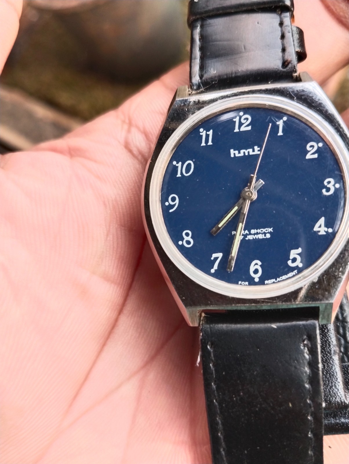 Used HMT Men’s Manual Watch Stealth Black Wrist Watch Blue HMT Pilot Hand Wind