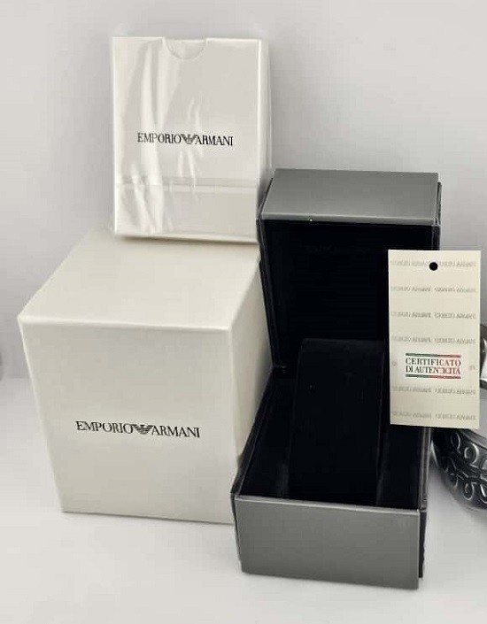 EMPORIO ARMANI MENS WATCH AR1451 BLACK CERAMIC STRAP AND BLACK DIAL AUTHENTIC UK