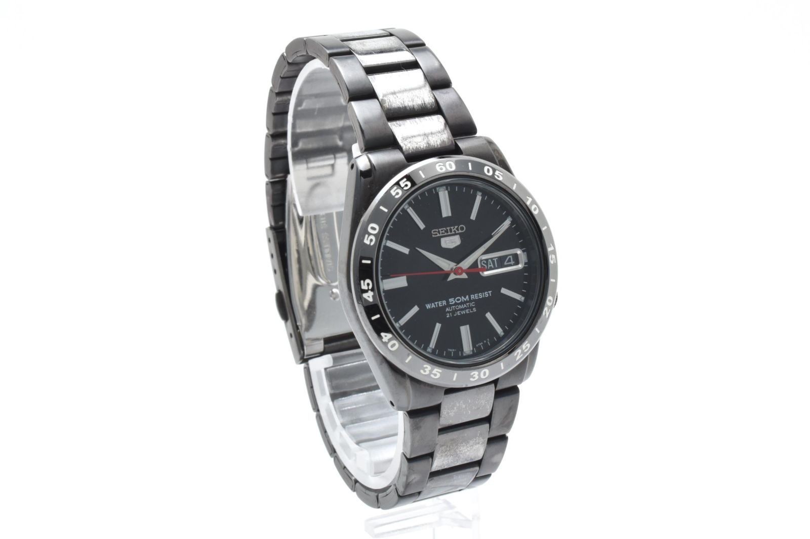 SEIKO 5 Automatic 7S26 02T0 21 Jewels Black Stainless Working From Japan