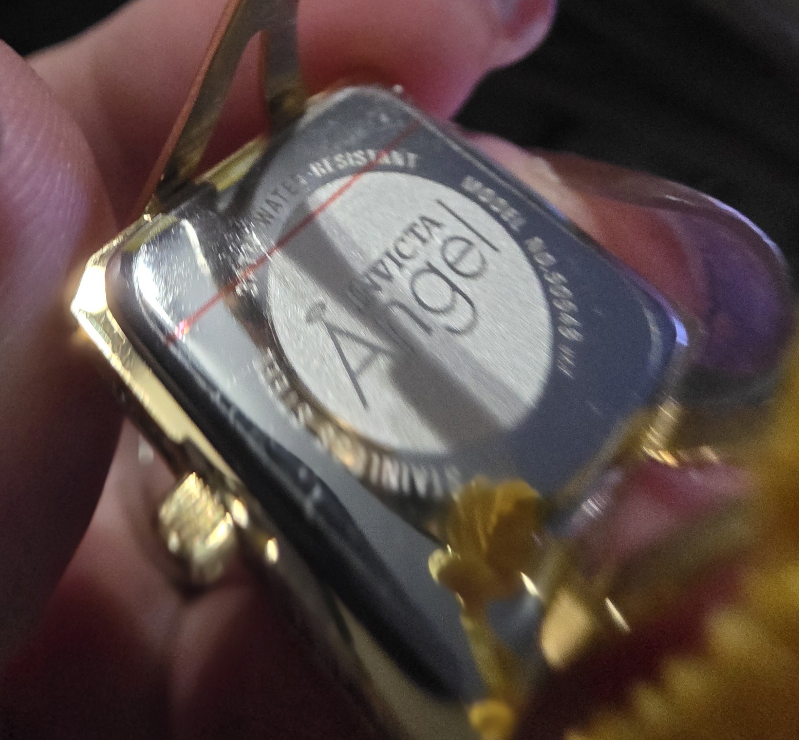 Invicta Mini Angel Quartz Analog Ring Watch Gold Dial 20mm Crystal Bezel (10)