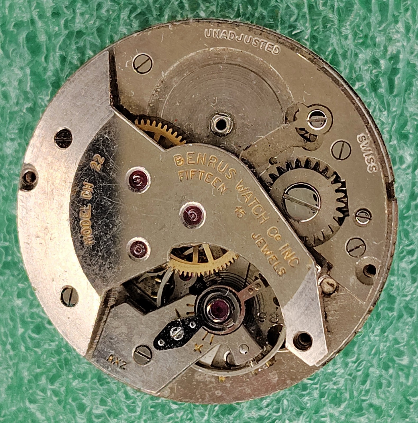 lot M360 mens Benrus A Schild AS 1287 Movement Manual Wind Vintage Watch Parts