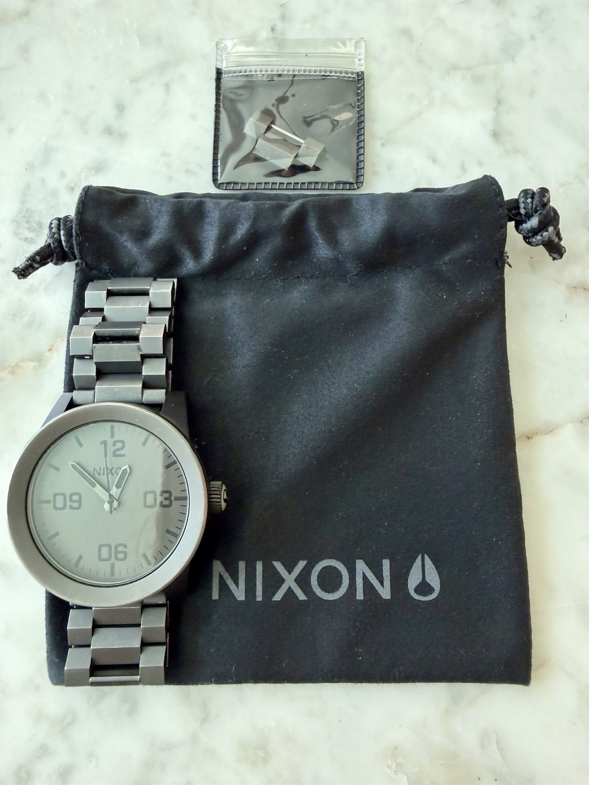 Nixon Corporal Quartz 48mm Gunmetal Gray Wristwatch Stainless Steel Bracelet
