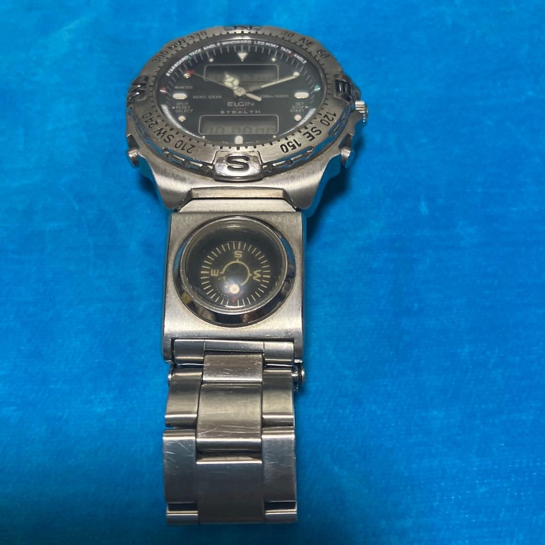 ELGIN Digital Analog Watch Compass Stainless Steel Sports Watch Quartz