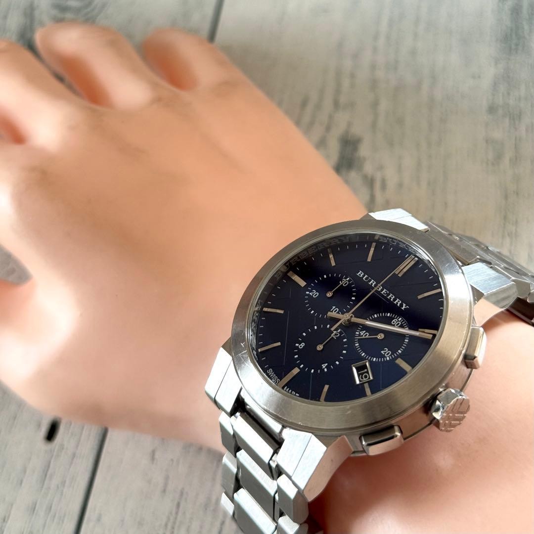 Burberry BU9363 Chronograph Watch Silver Quartz Men Japan 07503