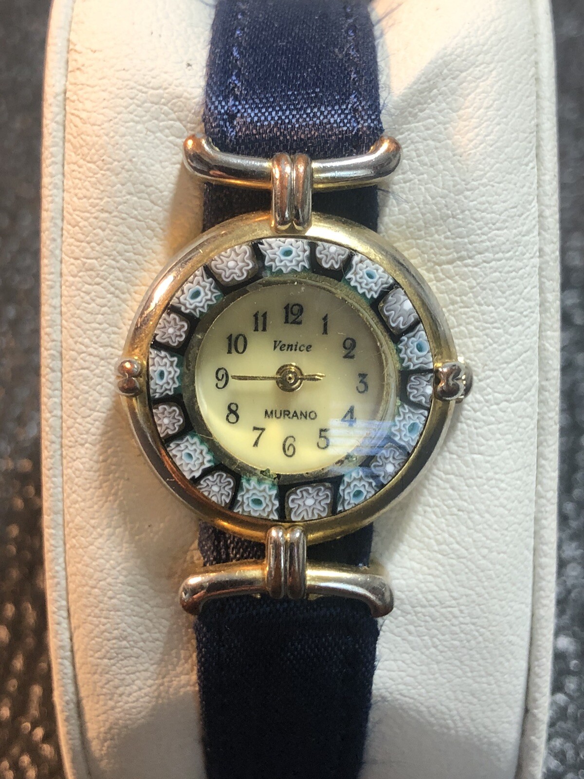 Venice Murano Millefiori Women’s Watch 24mm Navy Blue New Peugeot Band & Battery