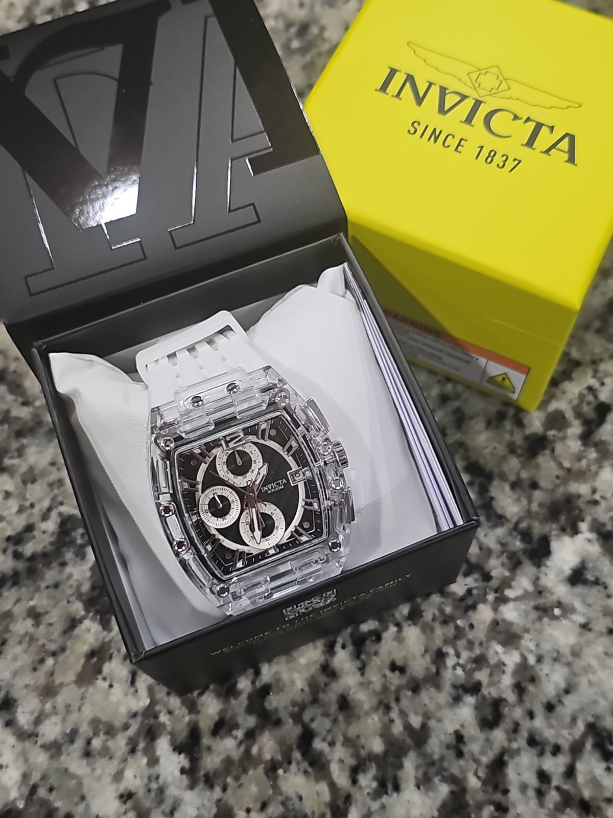 Retail $199.99 Invicta S1 Rally Allogrip 42mm Watch Transparent Case Black Whit