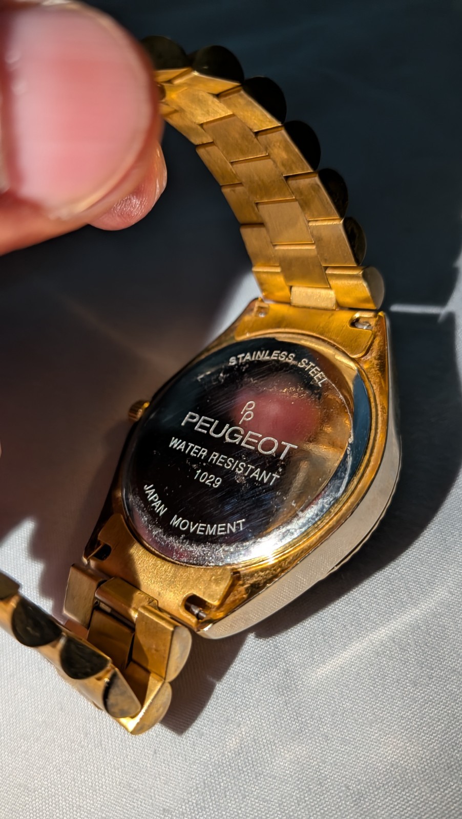 Peugeot 14K All Gold Plated Day Date Roman Numerals Man’s Watch 1029WT