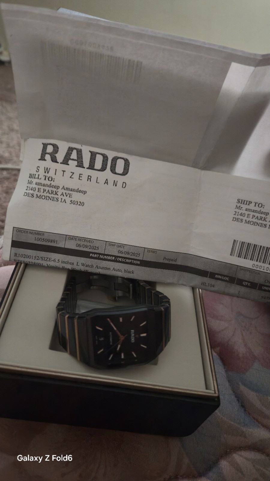 Rado Anatom Automatic Black Ceramic Bracelet Watch Black Dial Date w/ Box