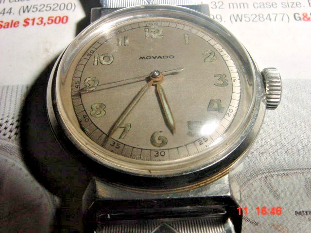 Vintage MOVADO Acvatic Stainless Steel Pilots watch C1940’s
