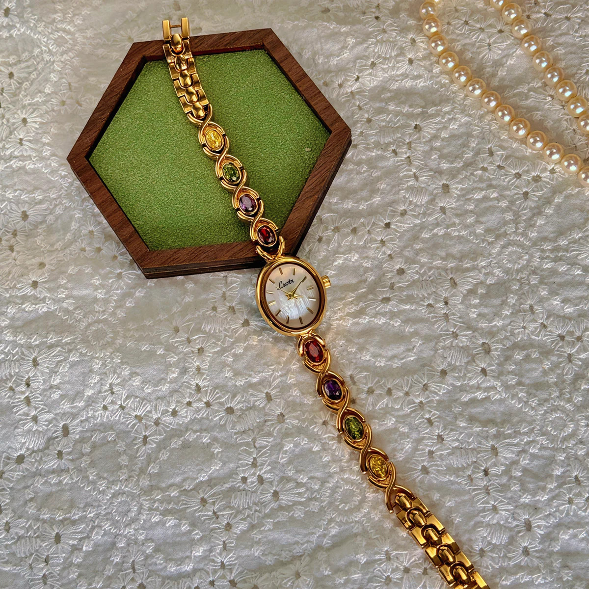 1pc New High-End Luxury Women’s Watch Embedded With Colorful Tourmalines