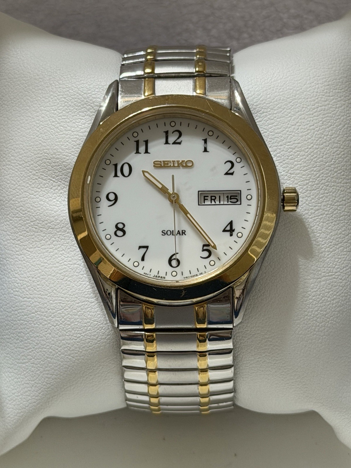 Seiko Solar Men’s Watch 37mm White Dial Stainless Steel Day/Date V158-0AB0
